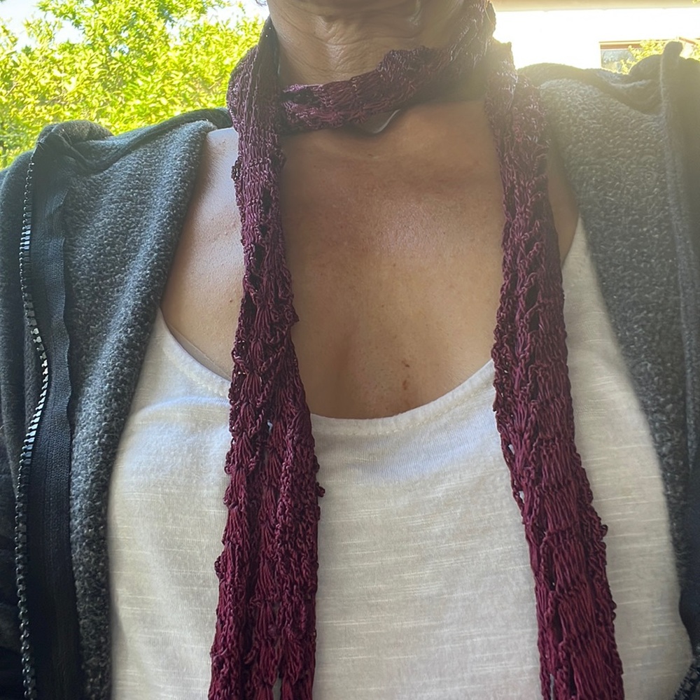 darling crocheted skinny scarf or hip belt